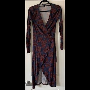 Long Sleeve Flower Wrap Dress